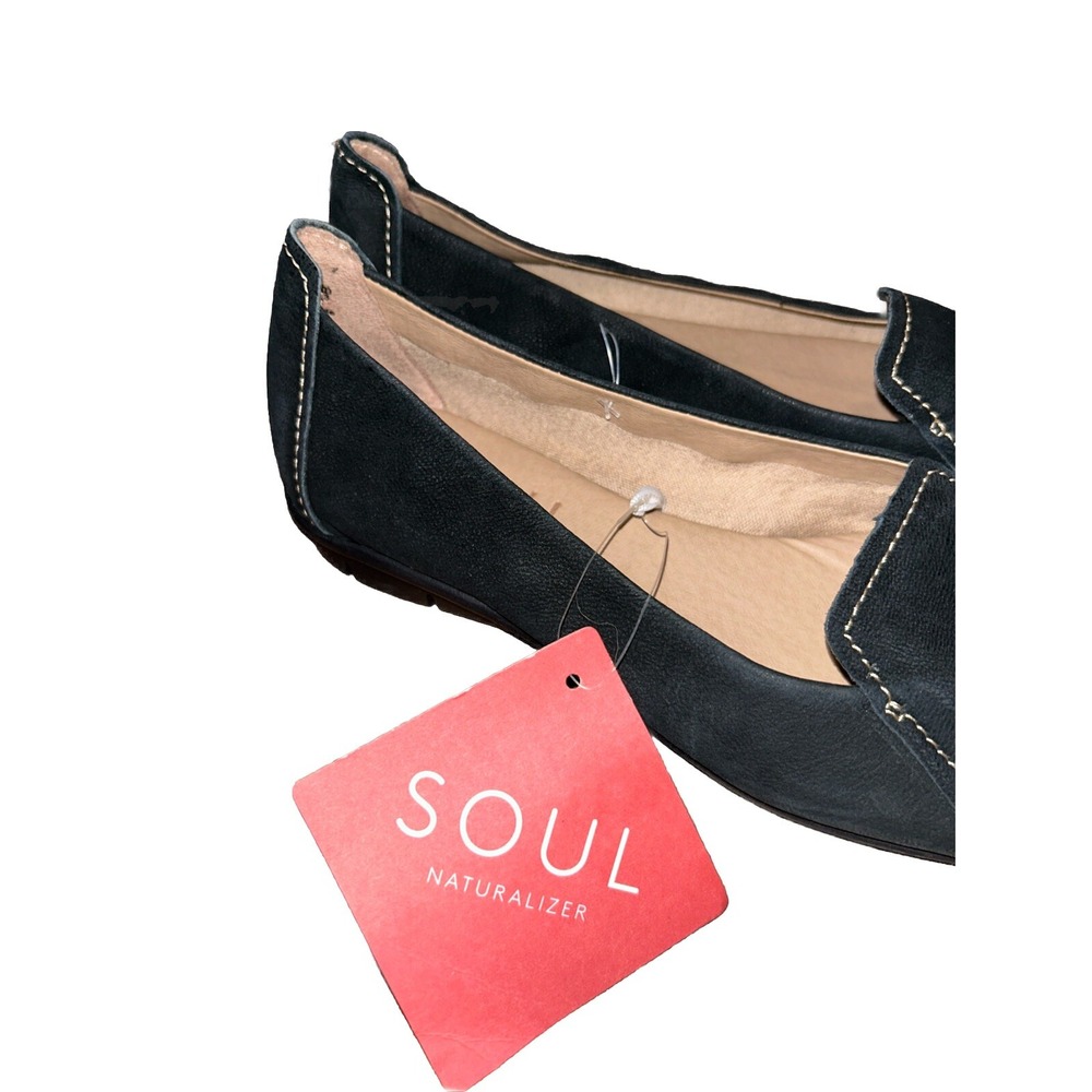 Size 6 SOUL Naturalizer Lauryn Black Leather Nubuck Casual Leather Loafers - Picture 2 of 8
